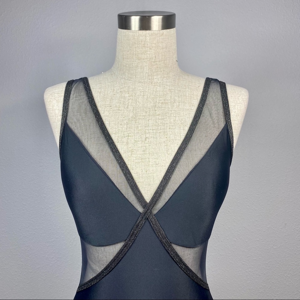 Eleganza Noir One-Piece Mesh Accent Swimsuit - Picture 8 of 11